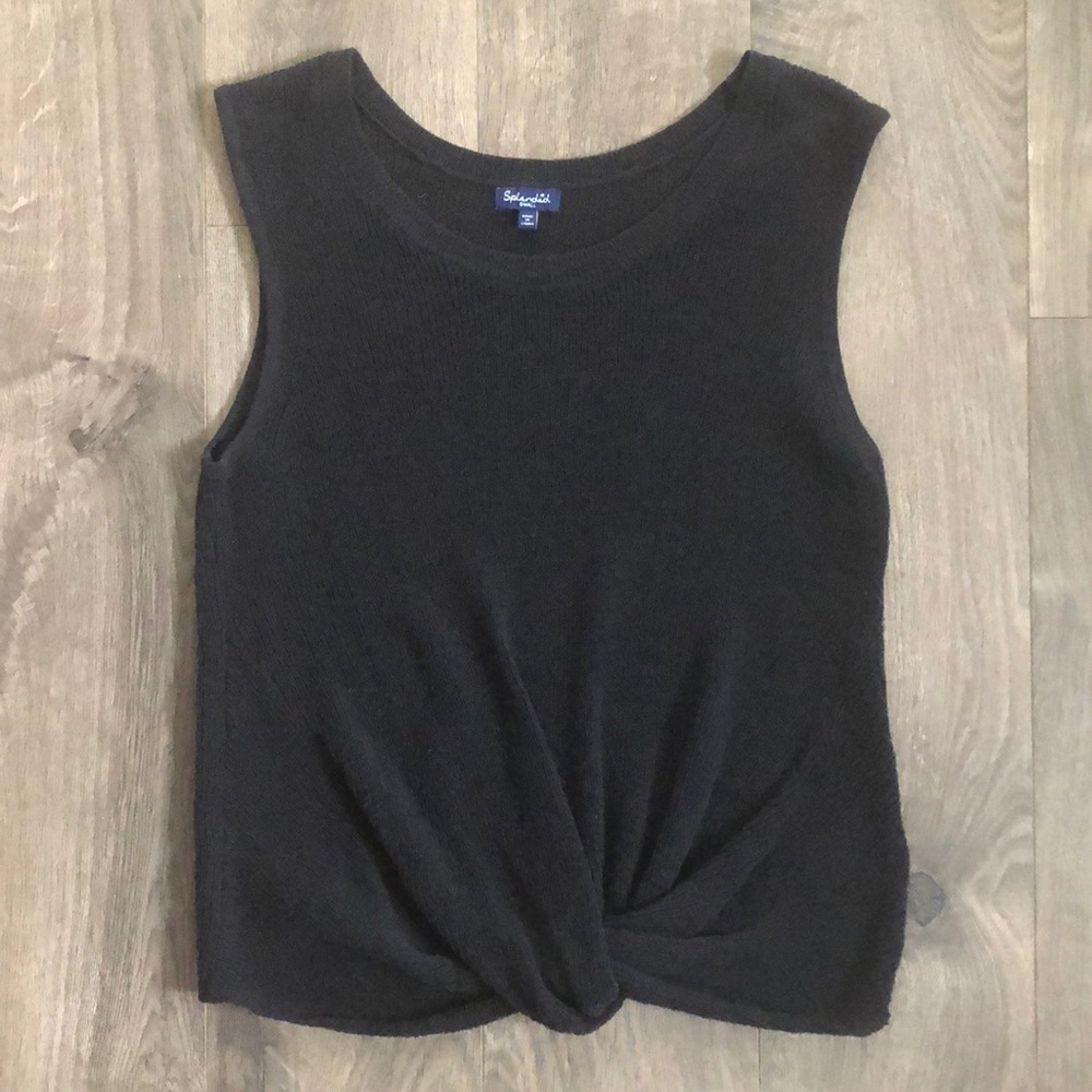 Splendid twist knot black tank size Small